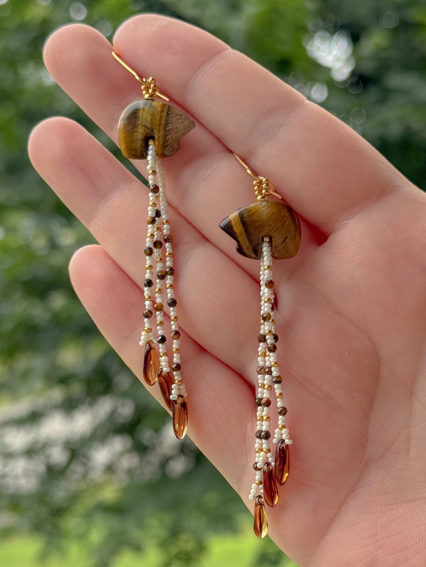 Tiger Eye Tassel Earrings
