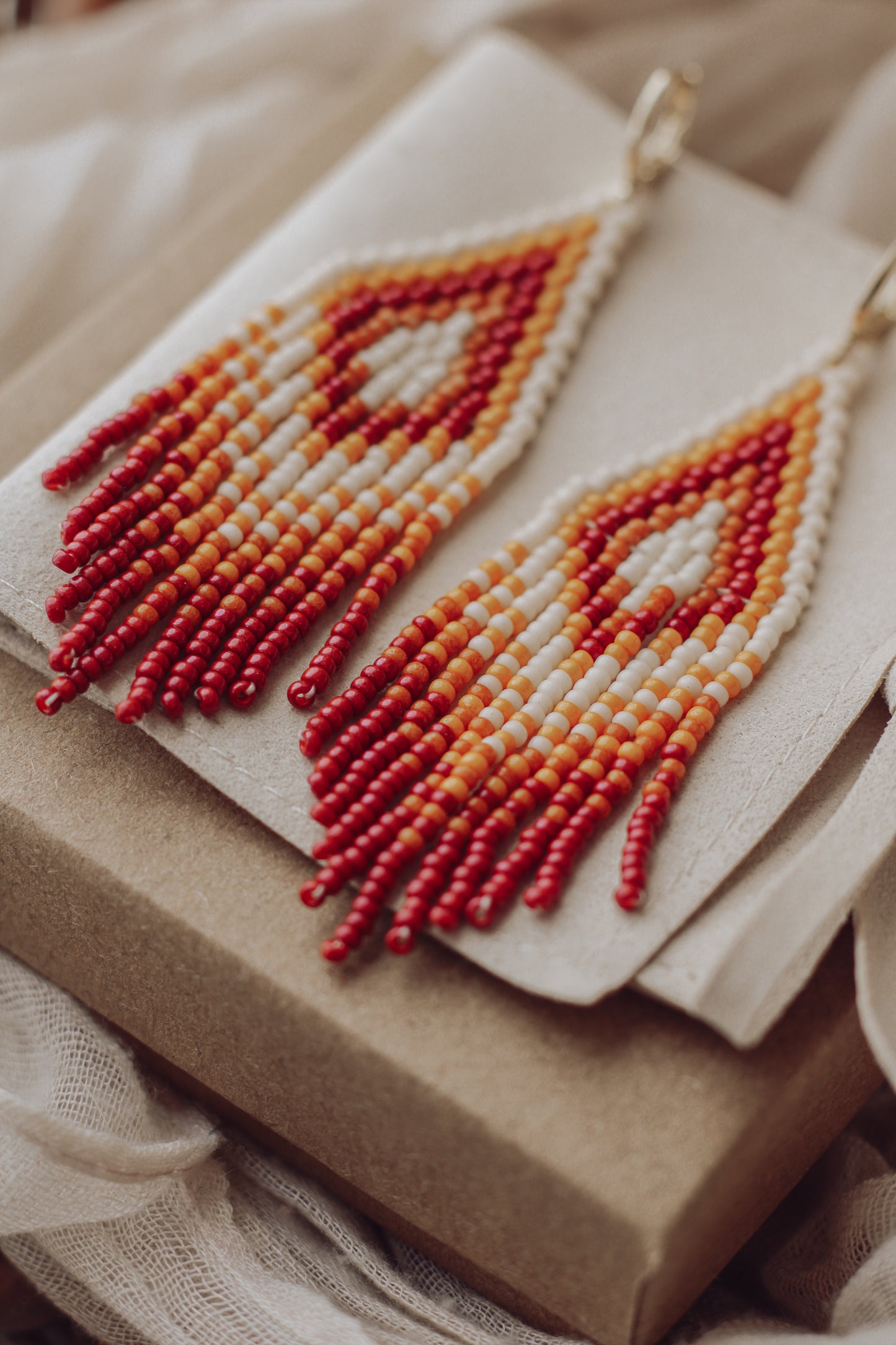 Orange Fringe Earrings
