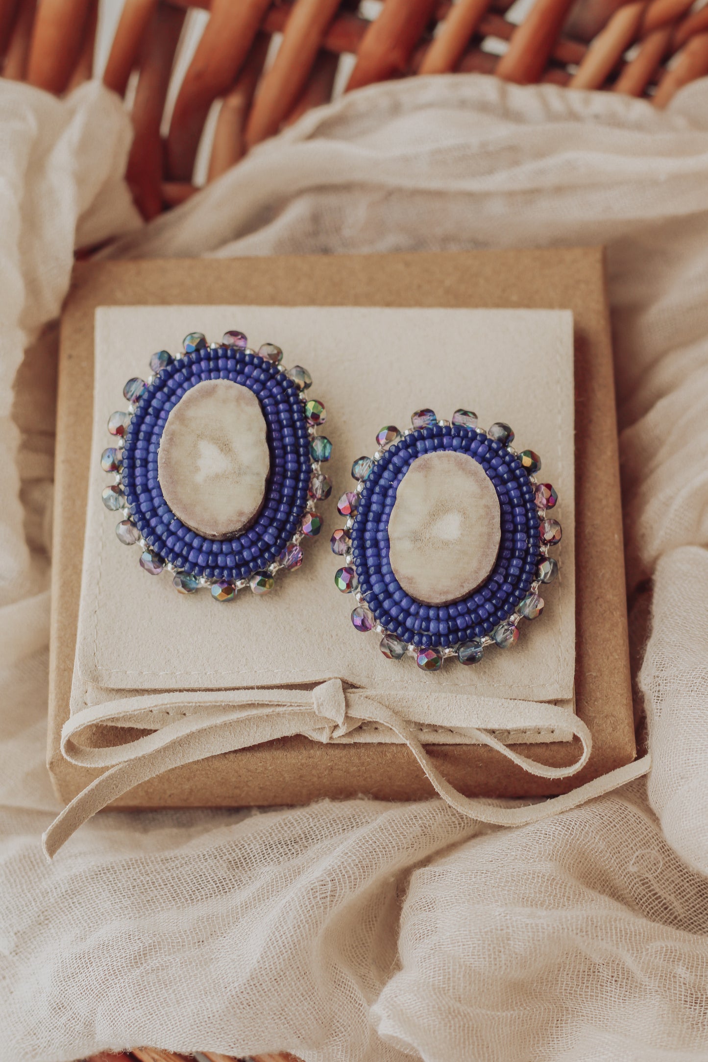 Blue Antler Earrings