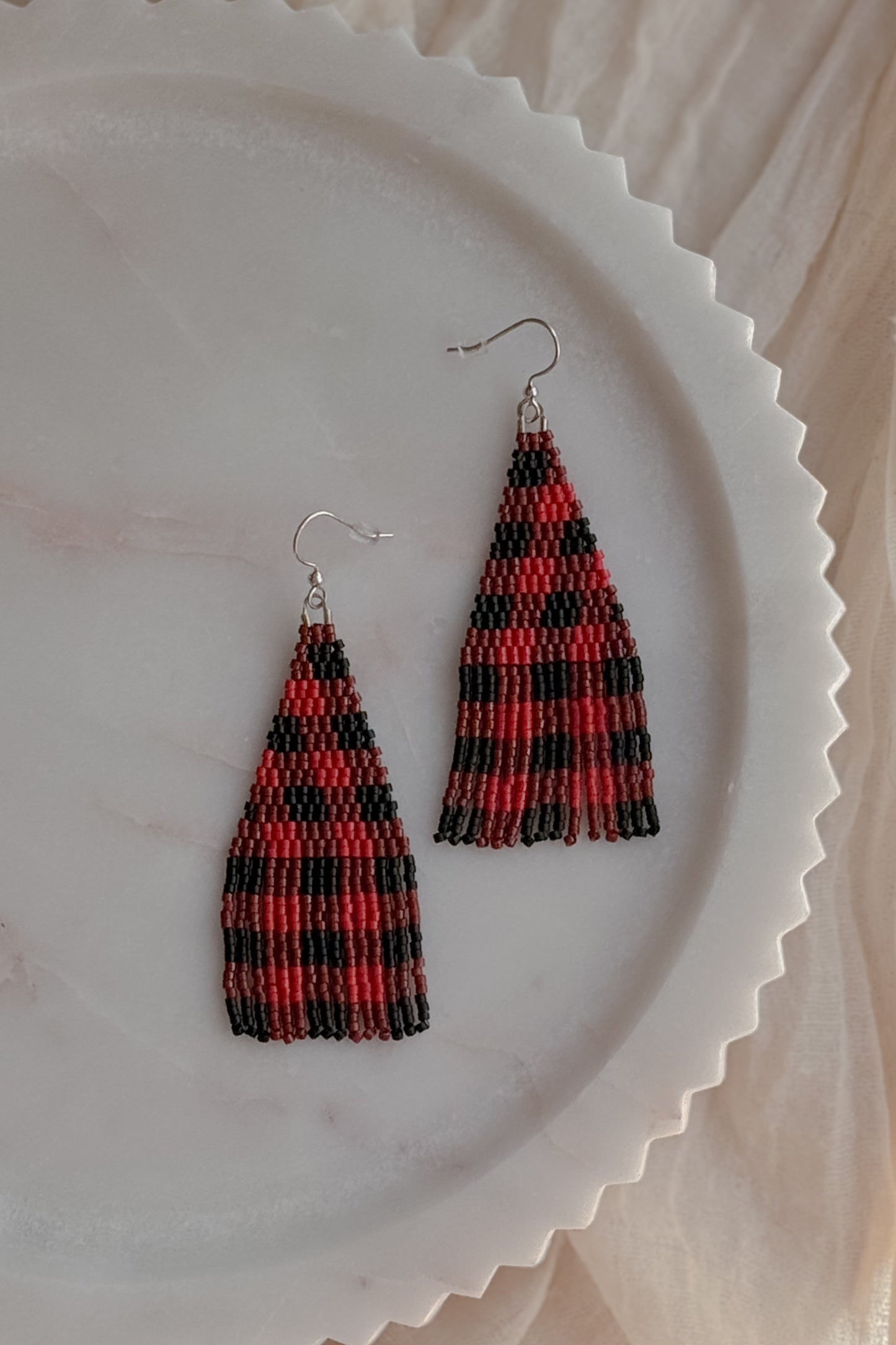 Buffalo Plaid Fringe Earrings