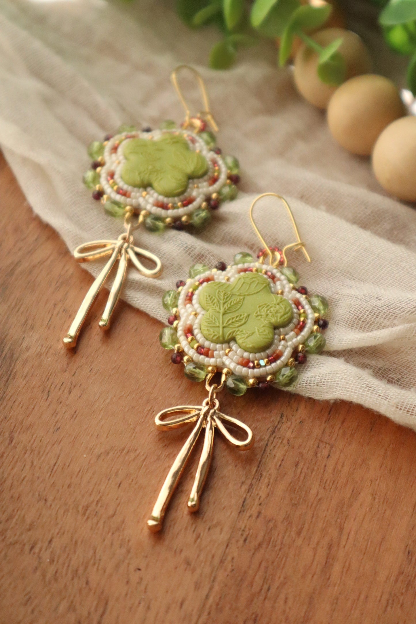 Chartreuse + Garnet Earrings