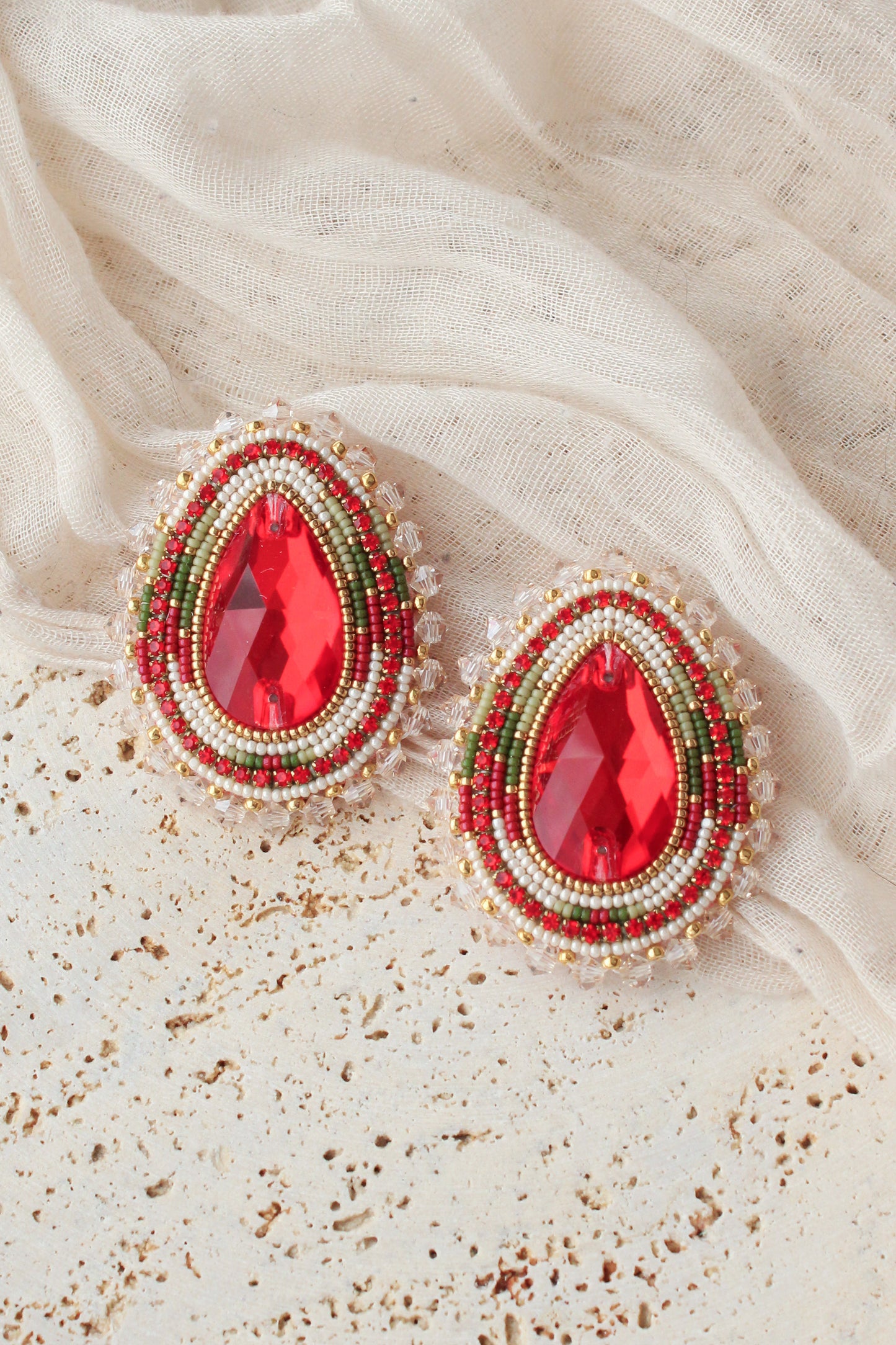 Red Rhinestone Earrings