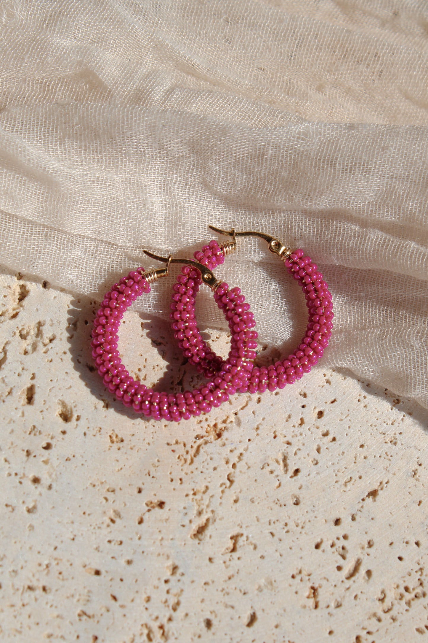 Raspberry Hoop Earrings