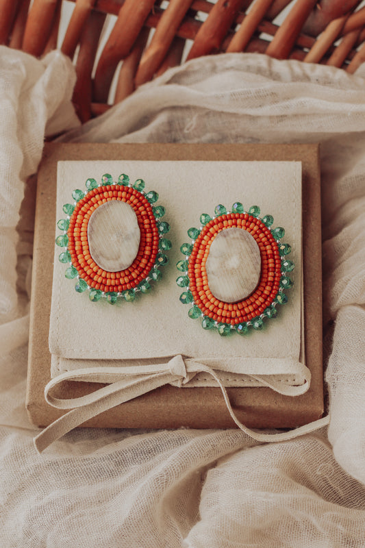 Orange Antler Earrings