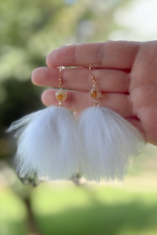 Citrine + Fox Fur Earrings