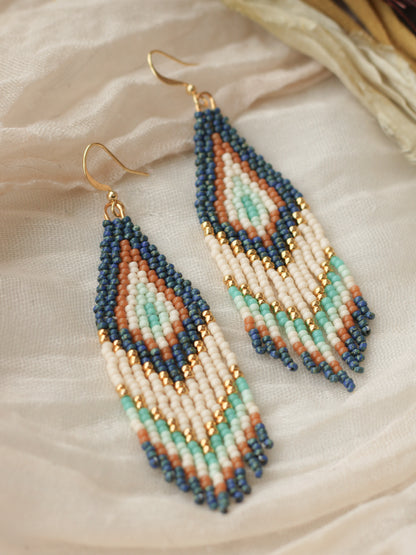 Blue Fringe Earrings