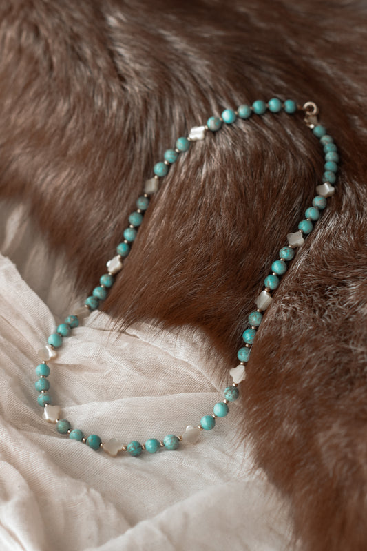 Turquoise + Clover Shell Necklace