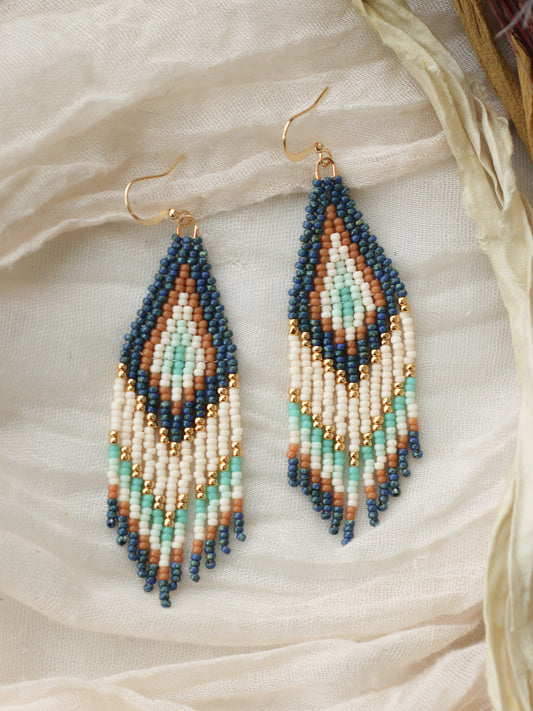 Blue Fringe Earrings
