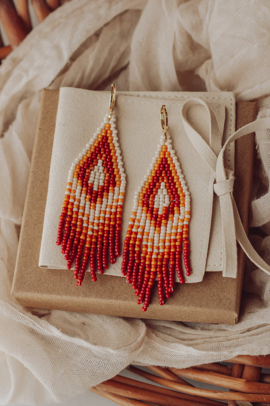 Orange Fringe Earrings