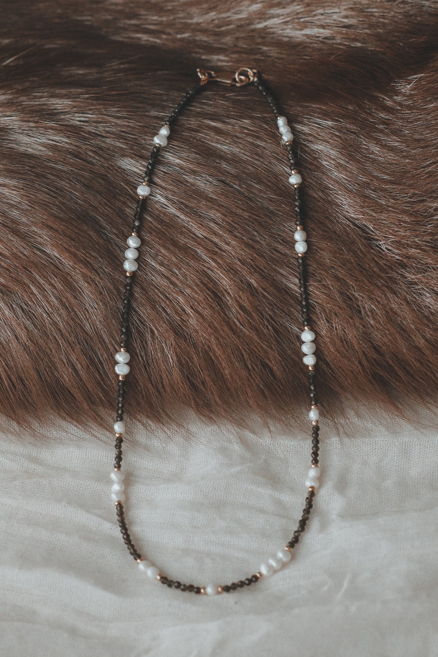 Obsidian + Pearl Necklace