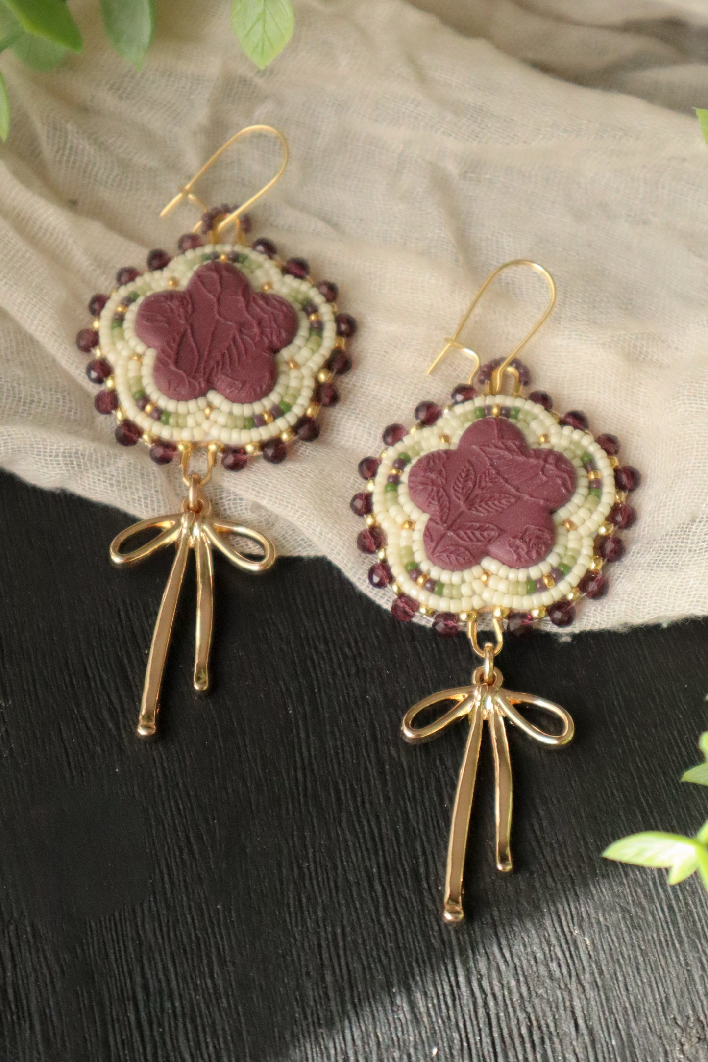 Plum + Buttercream Earrings