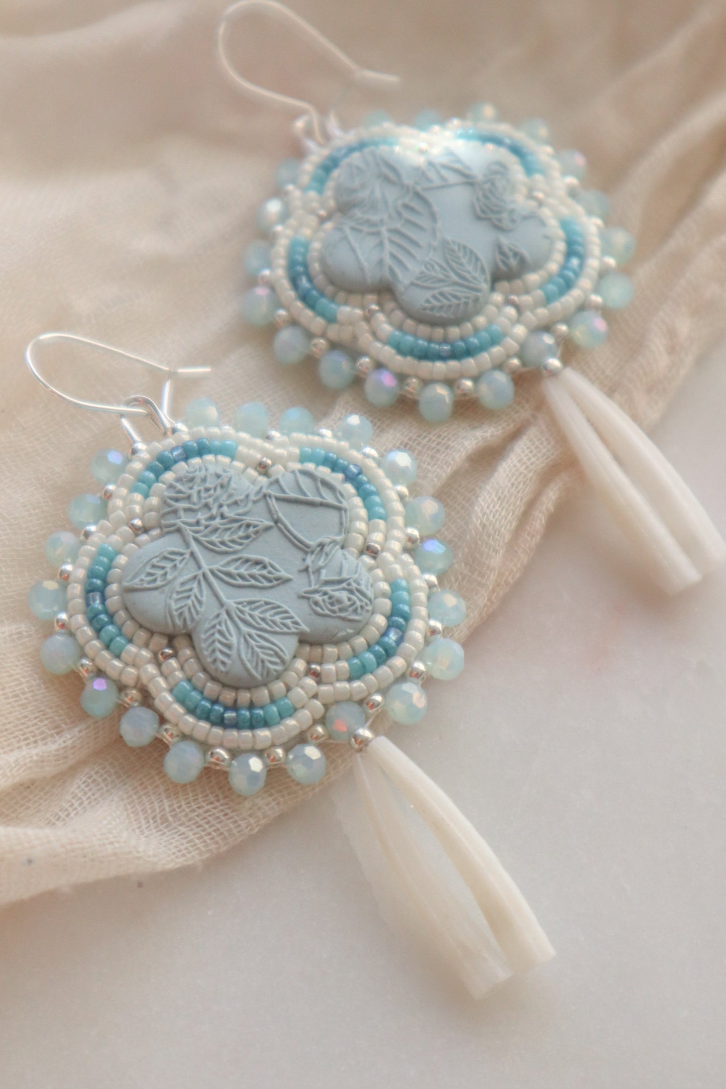 Blue + Cream Earrings