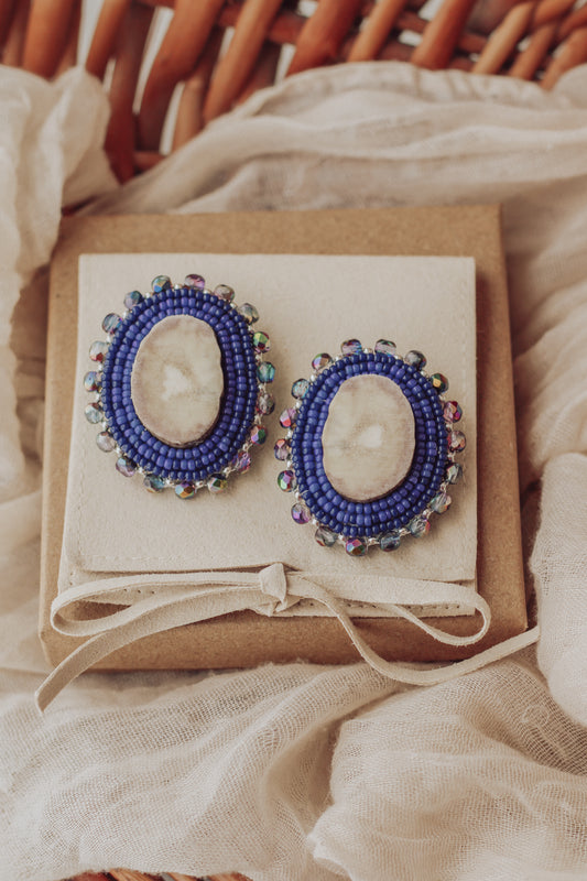 Blue Antler Earrings