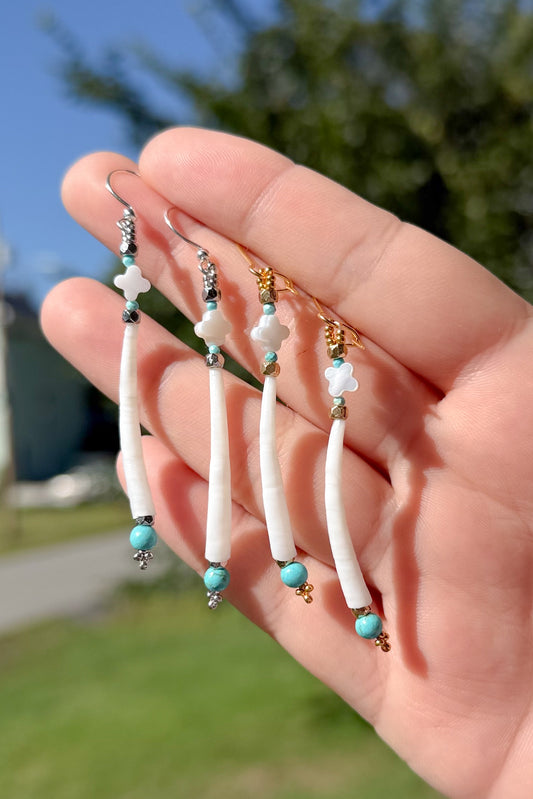 Turquoise +Dentalium Shell Earrings