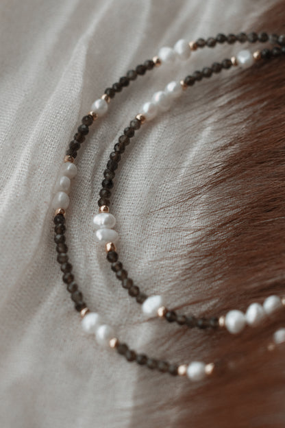 Obsidian + Pearl Necklace