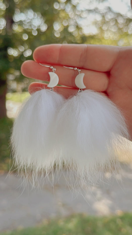 Moon + Fox Fur Earrings