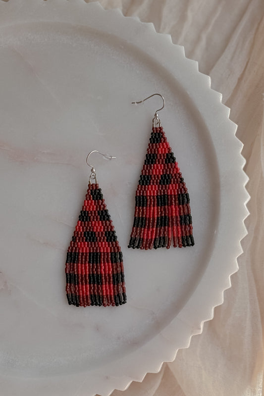 Buffalo Plaid Fringe Earrings