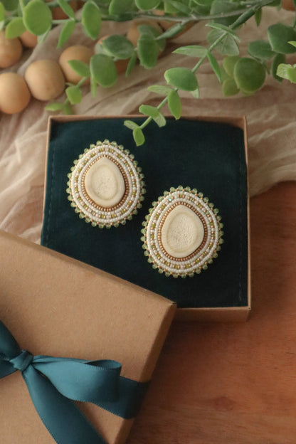 Deer Antler Earrings | Cream + Peridot