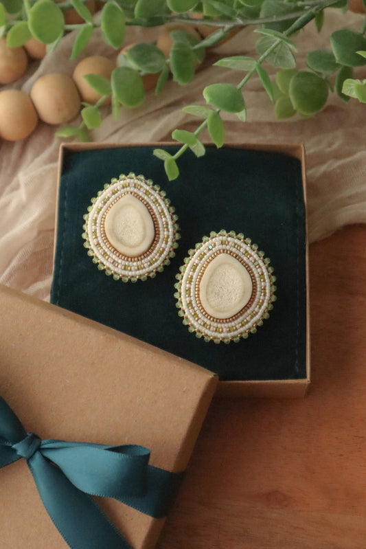 Deer Antler Earrings | Cream + Peridot