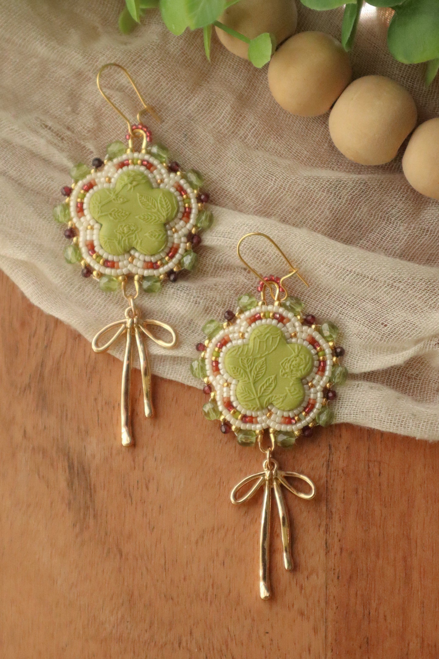 Chartreuse + Garnet Earrings