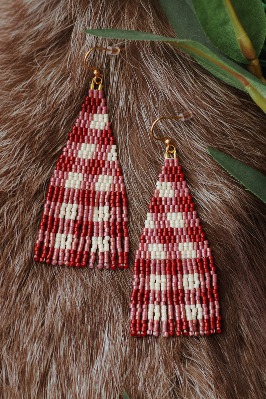 Buffalo Plaid Fringe Earrings