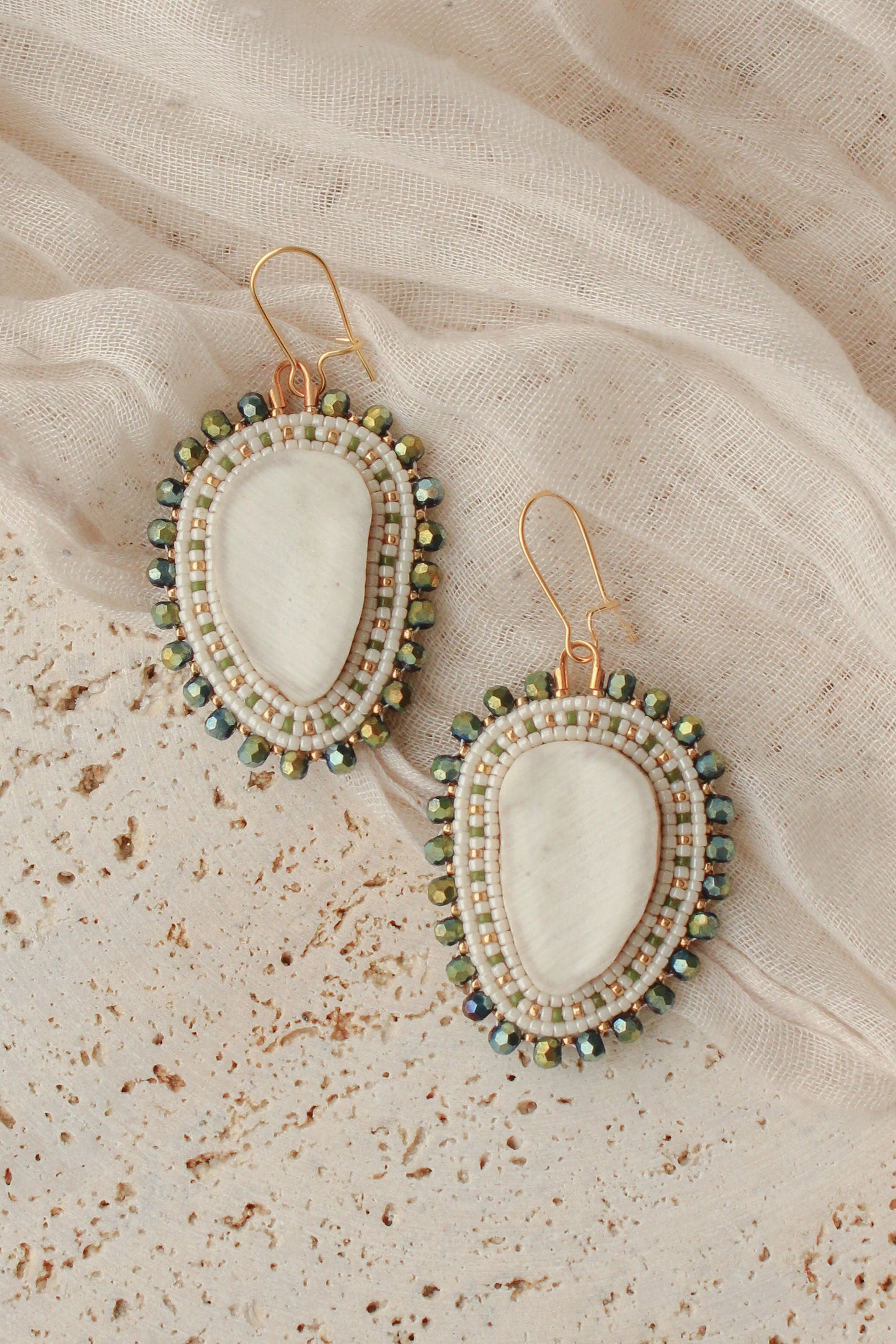 Deer Antler Earrings | Cream + Olive