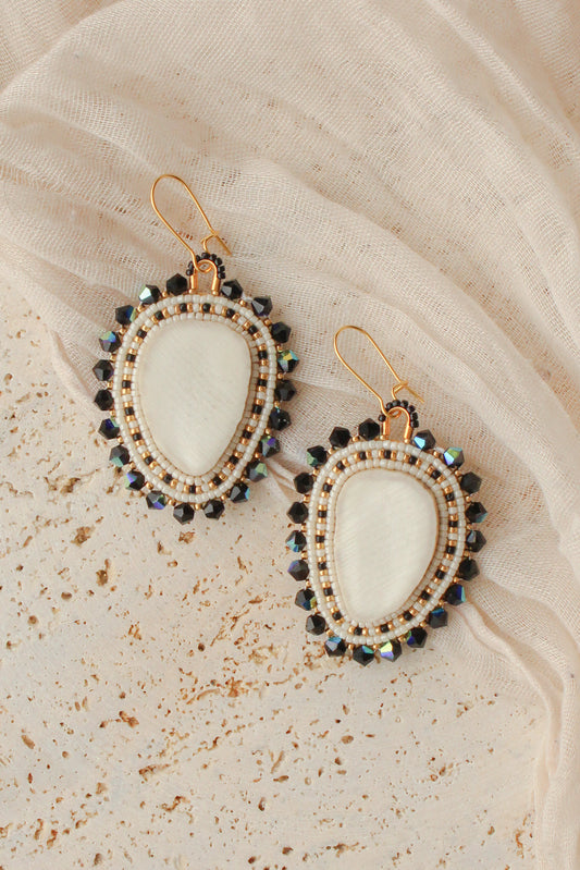 Deer Antler Earrings | Cream + Black
