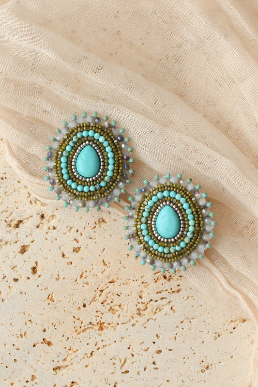Green + Natural Turquoise Earrings