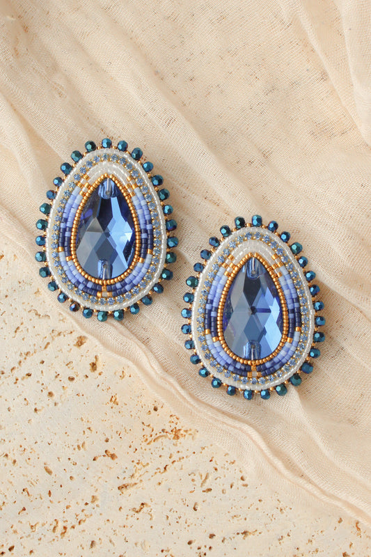 Blue Rhinestone Earrings